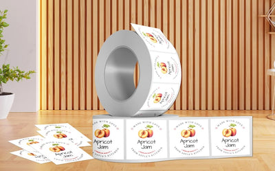 Personalized Apricot Jam Roll Labels, Custom Apricot Jam Product Stickers, Business Apricot Jam Labels for Jars, Canning, Lid Stickers
