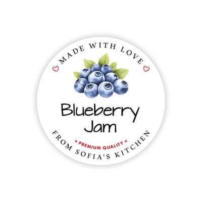 Personalized Blueberry Jam Roll Labels, Custom Blueberry Jam Product Stickers, Business Blueberry Jam Labels for Jars, Canning, Lid Stickers
