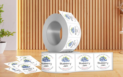 Personalized Blueberry Jam Roll Labels, Custom Blueberry Jam Product Stickers, Business Blueberry Jam Labels for Jars, Canning, Lid Stickers