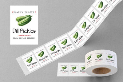 Personalized Dill Pickle Roll Labels, Custom Pickle Product Stickers, Business Dill Pickle Labels for Jars, Pickle Canning, Lid Stickers