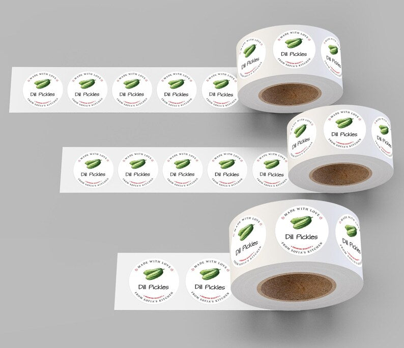 Personalized Dill Pickle Roll Labels, Custom Pickle Product Stickers ...