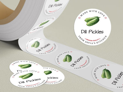 Personalized Dill Pickle Roll Labels, Custom Pickle Product Stickers, Business Dill Pickle Labels for Jars, Pickle Canning, Lid Stickers