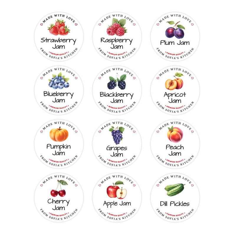 Personalized Blueberry Jam Roll Labels, Custom Blueberry Jam Product Stickers, Business Blueberry Jam Labels for Jars, Canning, Lid Stickers
