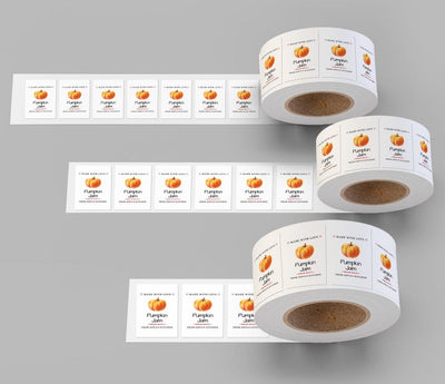 Personalized Pumpkin Jam Roll Labels, Custom Pumpkin Jam Product Stickers, Business Pumpkin Jam Labels for Jars, Canning, Lid Stickers