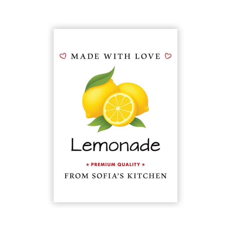 Personalized Lemonade Roll Labels, Custom Lemonade Product Stickers, Business Labels for Bottles & Jars, Homemade, Canning, Lid Stickers