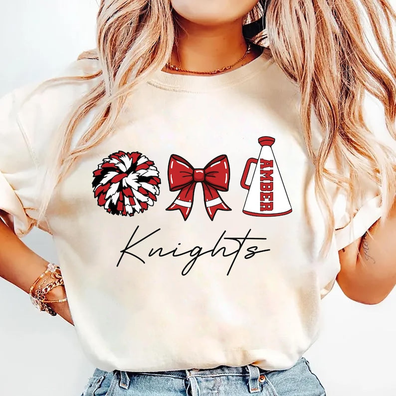 Custom Cheer Mom Short Sleeve Shirt, Personalized Cheer Mama Gift Short Sleeve Shirt, Cheerleader Tee