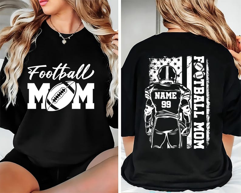 Football Mom Short Sleeve Shirt, Custom Name and Number Football Short Sleeve Shirt, Custom Football Mom Tee
