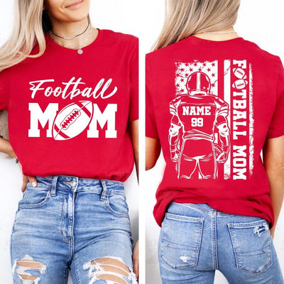 Football Mom Short Sleeve Shirt, Custom Name and Number Football Short Sleeve Shirt, Custom Football Mom Tee
