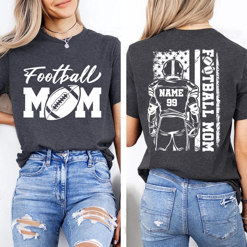 Football Mom Short Sleeve Shirt, Custom Name and Number Football Short Sleeve Shirt, Custom Football Mom Tee