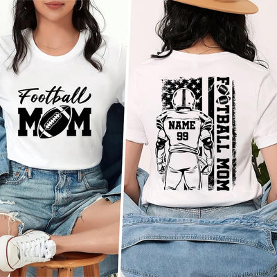 Football Mom Short Sleeve Shirt, Custom Name and Number Football Short Sleeve Shirt, Custom Football Mom Tee