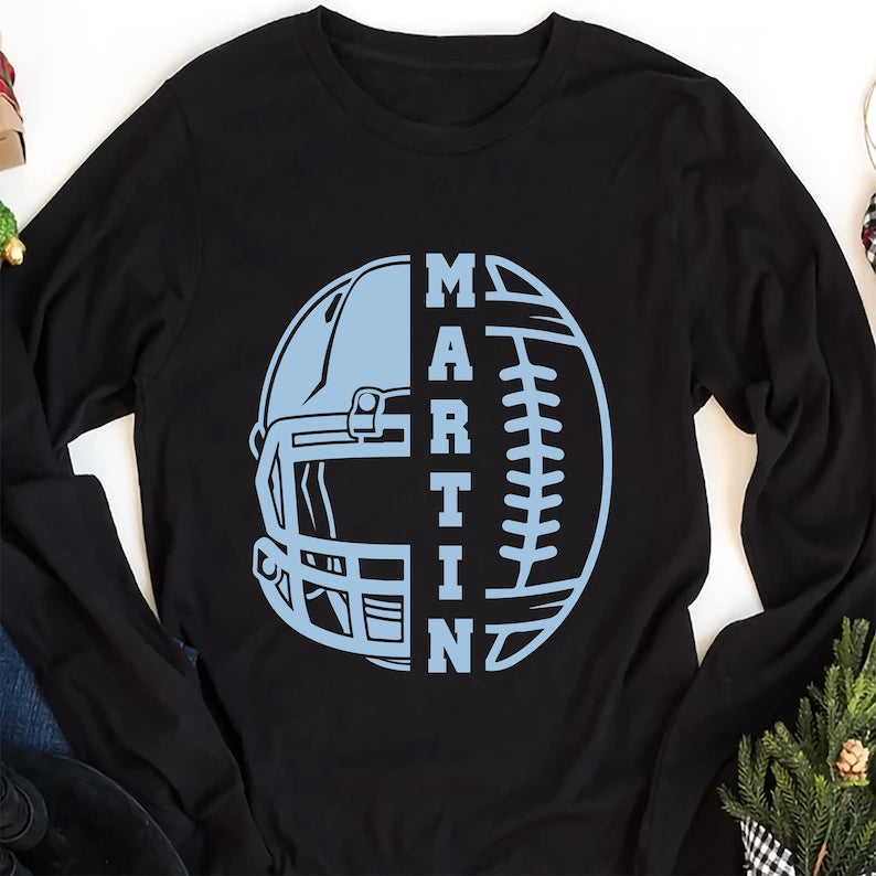 Personalized Football Mom Long Sleeve Shirt, Custom Football Gift Long Sleeve Shirt, Women's Football Long Sleeve Shirt