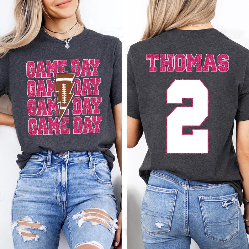 Personalized Football Game Day Short Sleeve Shirt, Custom Game Day Mom Football Short Sleeve Shirt