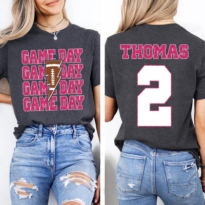 Personalized Football Game Day Short Sleeve Shirt, Custom Game Day Mom Football Short Sleeve Shirt