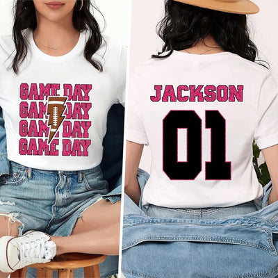 Personalized Football Game Day Short Sleeve Shirt, Custom Game Day Mom Football Short Sleeve Shirt