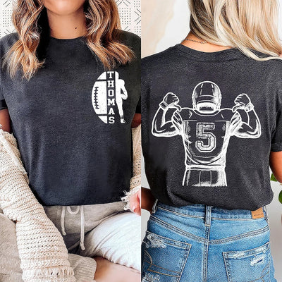 Personalized Football Short Sleeve Shirt, Custom Name Football Short Sleeve Shirt, Quarterback Silhouette Tee