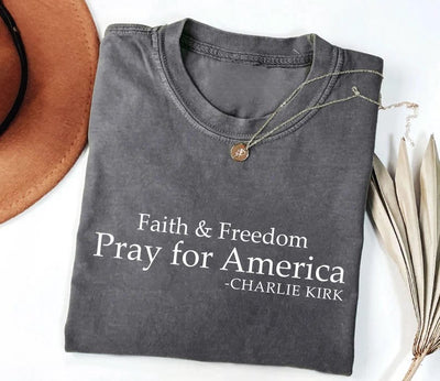 Pray for America Short Sleeve Shirt, A True Patriot Charlie Kirk Short Sleeve Shirt, Charlie Kirk Is My Hero Tee
