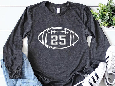 Custom Football Kids Jersey Number Long Sleeve Shirt, Personalized Football Season Mama Long Sleeve Shirt, Football Boy Long Sleeve Shirt