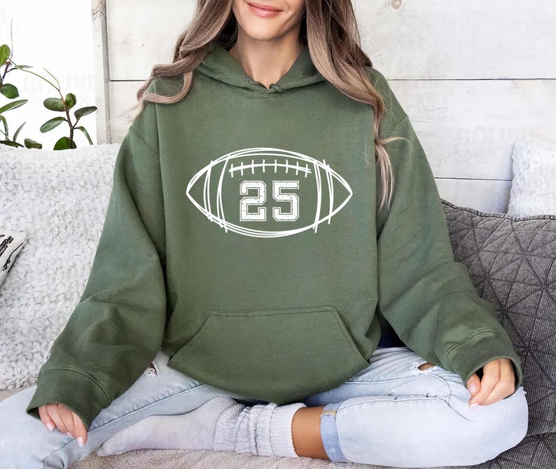 Custom Football Kids Jersey Number Hoodie, Personalized Football Season Mama Hoodie, Football Boy Hoodie
