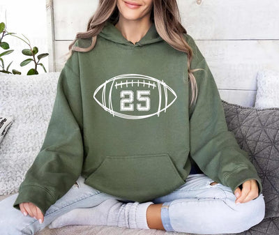 Custom Football Kids Jersey Number Hoodie, Personalized Football Season Mama Hoodie, Football Boy Hoodie