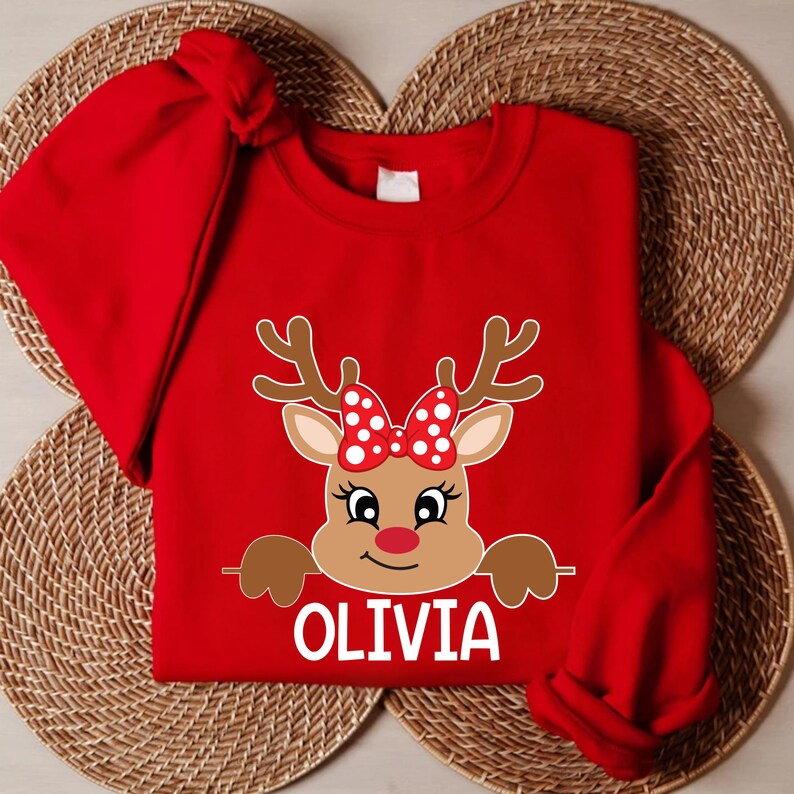 Reindeer Family Christmas Sweatshirt, Personalized Christmas Family SweatShirt, Custom Family Name SweatShirt, Funny Christmas SweatShirt