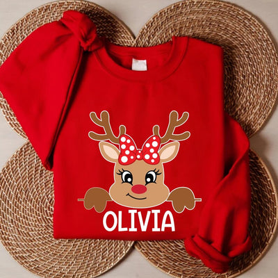 Reindeer Family Christmas Sweatshirt, Personalized Christmas Family SweatShirt, Custom Family Name SweatShirt, Funny Christmas SweatShirt
