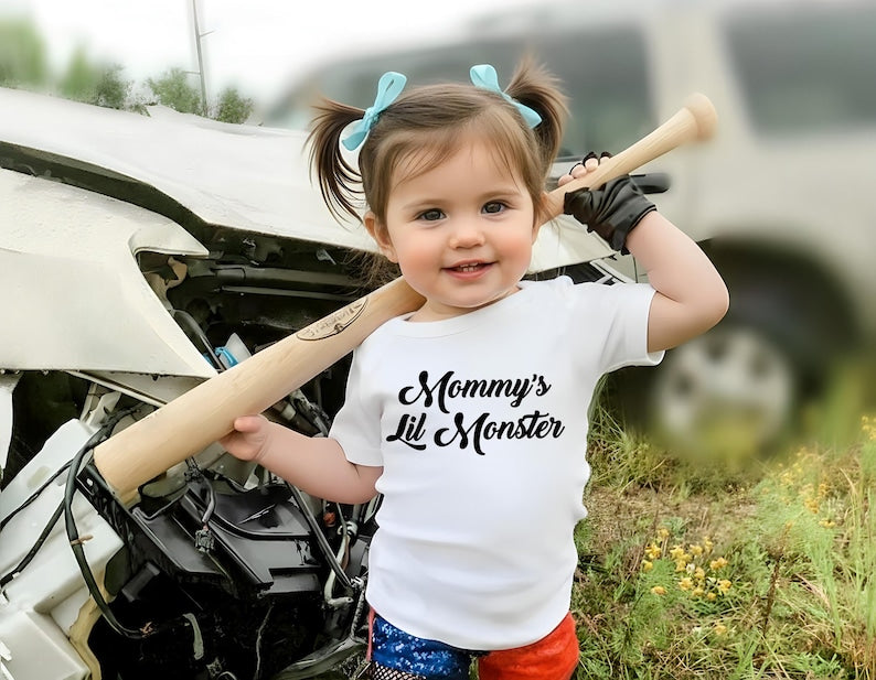 Girls Halloween Costume Shirt, Mommy’s Lil Monster Baby Shirt, Toddler Girl Halloween Outfit Tee