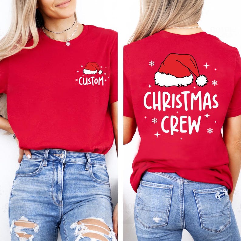 Custom Christmas Crew Short Sleeve Shirt, Personalized Christmas Party Short Sleeve Shirt, Christmas Family Matching Tee