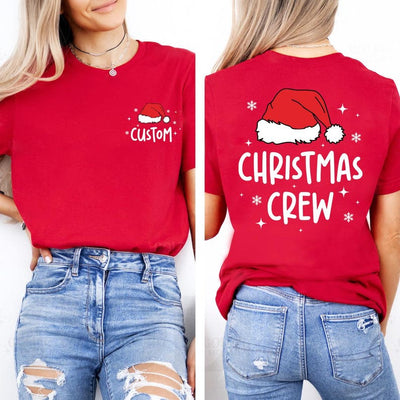 Custom Christmas Crew Short Sleeve Shirt, Personalized Christmas Party Short Sleeve Shirt, Christmas Family Matching Tee