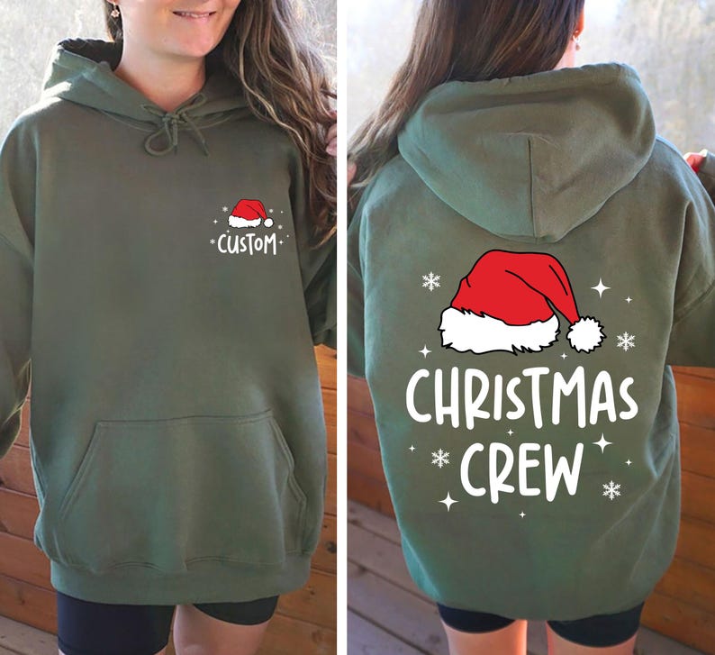 Custom Christmas Crew Hoodie, Personalized Christmas Party Hoodie, Christmas Family Matching Hoodie
