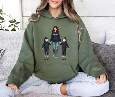 Halloween Horror Mama Hoodie, Custom Kids Name Hoodie, Custom Spooky Mama Hoodie, Family Spooky Season Hoodie