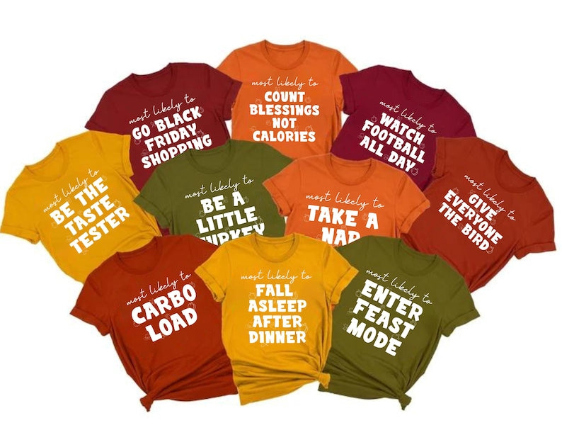 Family Thanksgiving Shirt, Funny Thanksgiving Puns Short Sleeve Shirt, Matching Family Tee, Turkey Day, Fall Friendsgiving Group Short Sleeve Shirt
