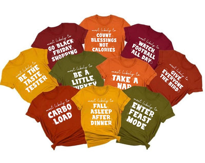Family Thanksgiving Shirt, Funny Thanksgiving Puns Short Sleeve Shirt, Matching Family Tee, Turkey Day, Fall Friendsgiving Group Short Sleeve Shirt