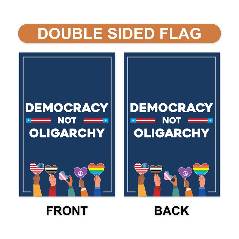 No Kings In America Garden Flag, 12x18 Inch Double Sided, Democracy Not Oligarchy, Anti-Trump Flag, Resist Racism Flag, Resist Fascism Flag