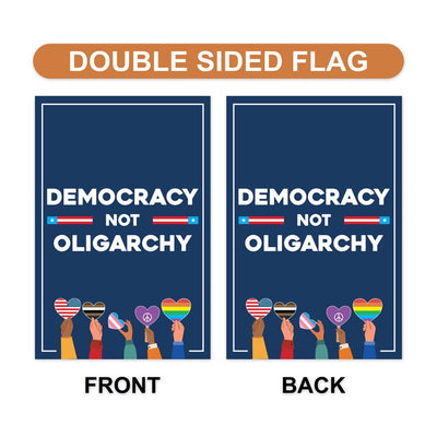 No Kings In America Garden Flag, 12x18 Inch Double Sided, Democracy Not Oligarchy, Anti-Trump Flag, Resist Racism Flag, Resist Fascism Flag