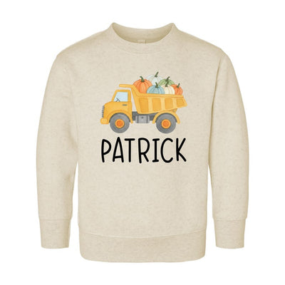 Boys Fall Shirt, Personalized Pumpkin Kids Crewneck, Dump Truck Halloween T-Shirt, Custom Fall Boy Shirt, Unisex Pumpkin Toddler Tee