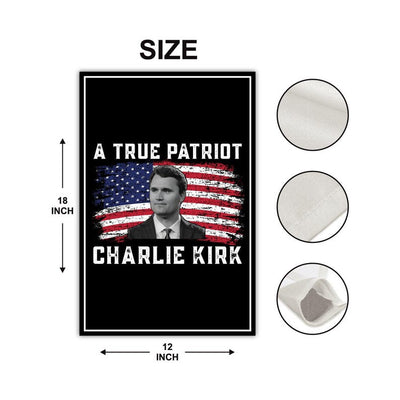 Justice for Charlie Garden Flag, A True Patriot Charlie Kirk Yard Flag, Charlie Kirk Is My Hero Outdoor Flag, Charlie Kirk Freedom Flag