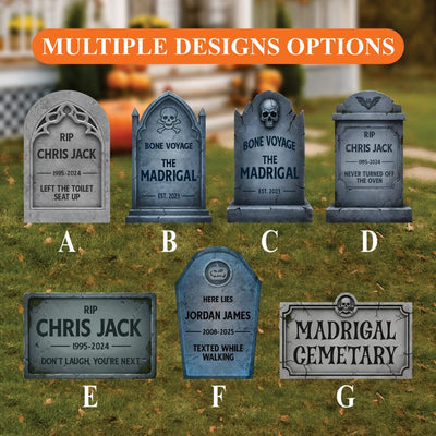 Personalized Halloween Tombstone Yard Signs, Custom Graveyard Decorations with Stakes, Funny Haunted House Outdoor Spooky Lawn Décor