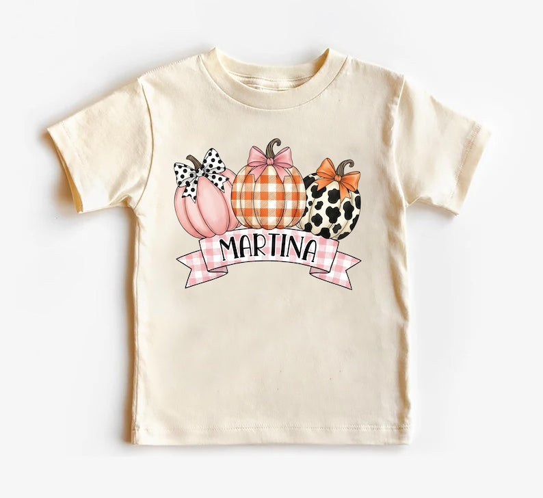 Personalized Kids Name Thanksgiving Shirt, Kids Fall Pumpkin Shirt, Children Fall Name Tee, Cute Toddler Girl Shirt, Autumn Clothing Shirt