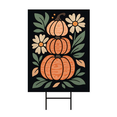 Anti-Trump Autumn Pumpkin Yard Sign, Subtle Political Protest Lawn Sign, Thanksgiving Resist Fascism Harvest Fall Yard Sign with H-Stake