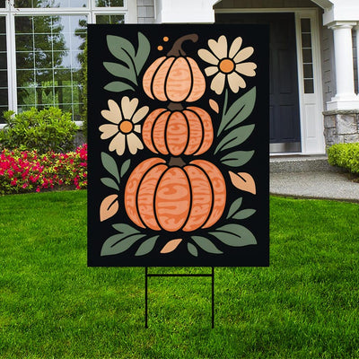 Anti-Trump Autumn Pumpkin Yard Sign, Subtle Political Protest Lawn Sign, Thanksgiving Resist Fascism Harvest Fall Yard Sign with H-Stake