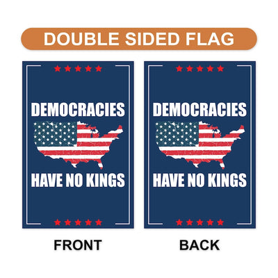No Kings In America Garden Flag, 12x18 Inch Double Sided, Democracies Have No Kings, Anti-Trump Flag, Resist Racism, Resist Fascism Flag
