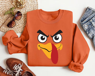 Custom Funny Turkey Face Sweatshirt, Personalized Name Thanksgiving Shirt, Group Tee, Custom Family Turkey SweatShirt