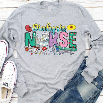 Dialysis Nurse Long Sleeve Shirt, Nephrology Tech Gift Long Sleeve Shirt, Nurse Appreciation Tee, Dialysis RN, Nephrology Nurse