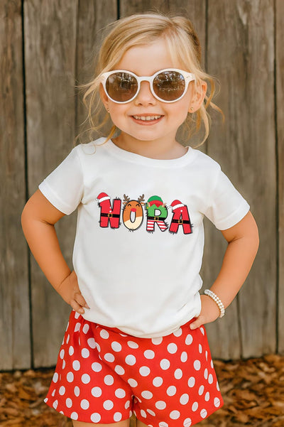 Personalized Christmas Name Shirt for Kids, Custom Baby Christmas Bodysuit, Toddler Christmas Tee, Santa Reindeer and Elf Design Shirt