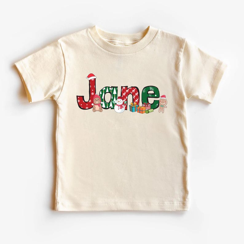 Custom Christmas Kids Shirt, Personalized Christmas Name Shirt, Toddler Christmas Shirt, Christmas Kids Gift, Alphabet Kids Christmas Shirt
