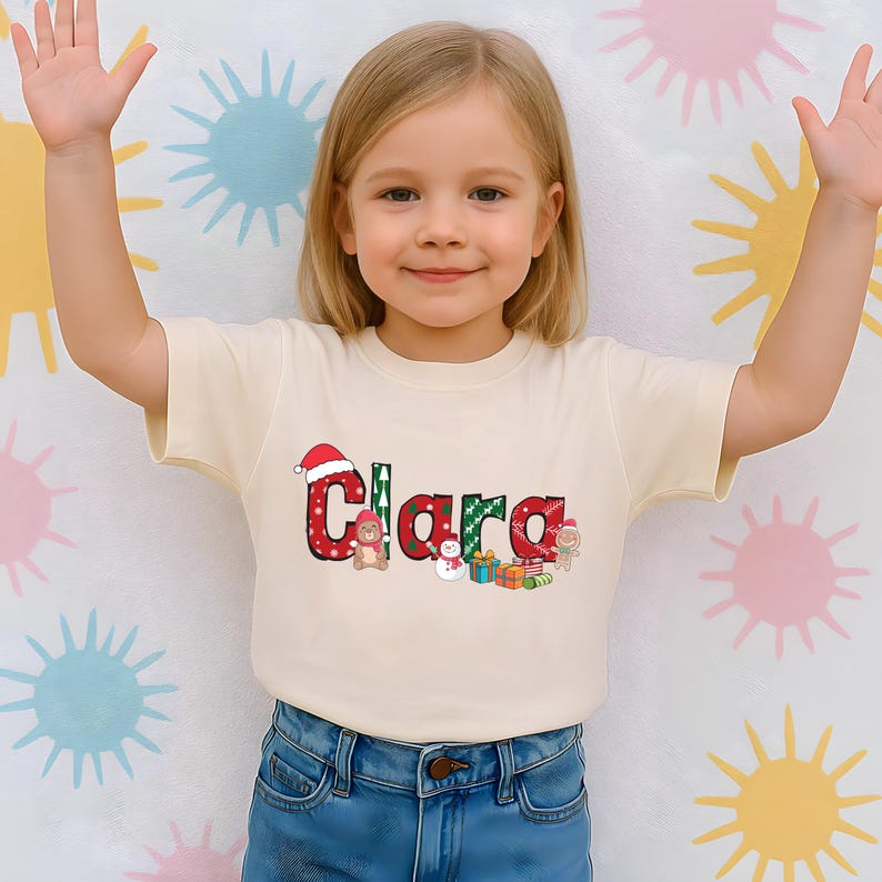 Custom Christmas Kids Shirt, Personalized Christmas Name Shirt, Toddler Christmas Shirt, Christmas Kids Gift, Alphabet Kids Christmas Shirt