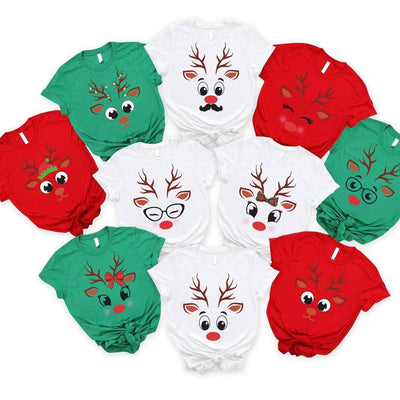 Funny Reindeer Short Sleeve Shirt, Christmas Group Shirt, Winter Family Tee, Cute Deer Short Sleeve Shirt, Kids Holiday Short Sleeve Shirt, Winter Teacher Short Sleeve Shirt