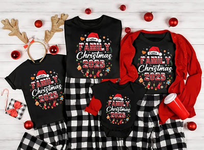 Custom Family Christmas 2025 Short Sleeve Shirt, Matching Holiday Outfits Short Sleeve Shirt, Personalized Christmas Family Tee, Christmas Party Shirt
