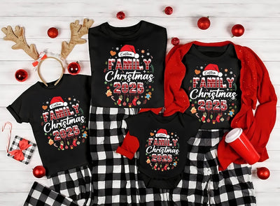 Custom Family Christmas 2025 Long Sleeve Shirt, Matching Holiday Outfits Long Sleeve Shirt, Personalized Christmas Family Tee