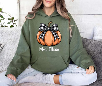 Teacher Halloween Hoodie, Custom Halloween Teacher Hoodie, Coquette Pumpkin Hoodie, Spooky Teacher Hoodie